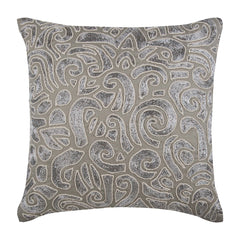 Taupe Carnival - Silver Cotton Linen Decorative Euro Sham