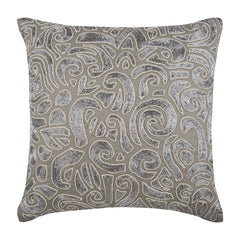 Taupe Carnival - Silver Cotton Linen Decorative Euro Sham