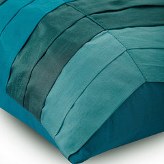 Teal Waves - Teal Blue Art Silk Throw Pillow Cover