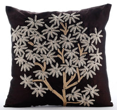 The Desert Life Brown Silk Throw Pillow Cover
