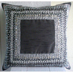 Treasure Trove - Charcoal Gray Art Silk Decorative Euro Sham