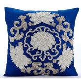 Turkey Treasure - Royal Blue Art Silk Decorative Euro Sham