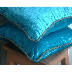 Turquoise Shimmer - Turquoise Blue Velvet Throw Pillow Cover