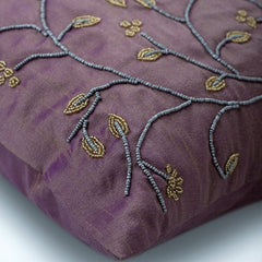 Two Tone Ivy - Purple Art Silk Throw Pillow Cover