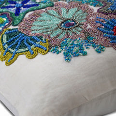 Under The Ocean - Blue Cotton Linen Throw Pillow Cover