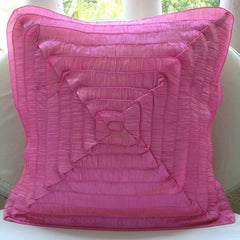 Vintage Blush - Fuchsia Pink Crushed Art Silk Throw Pillow Cover