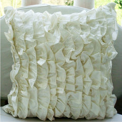 Vintage - Ivory Satin Throw Pillow Cover