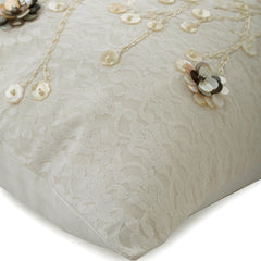 Wedding Bells - Ivory Silk Throw Pillow Cover