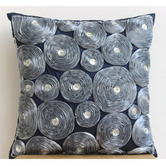 Whirlwind - Gray Art Silk Throw Pillow Cover