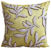 White Leaves Pillow Cover