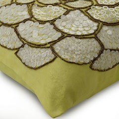 White Wildflower - Yellow Art Silk Decorative Euro Sham