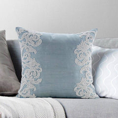 White Waters - Light Blue Art Silk Throw Pillow Cover