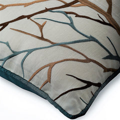 Winter Love Tree - Blue Jacquard Silk Throw Pillow Cover