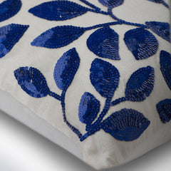Wintry Blue Leaves Silk Decorative Euro Sham