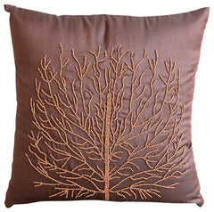 Money Tree - Orange Art Silk Throw Pillow Cover