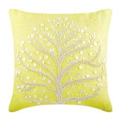 Yellow Tree - Yellow Art Silk Decorative Euro Sham