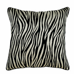 Zebra Crossing - Black N White Velvet Decorative Euro Sham