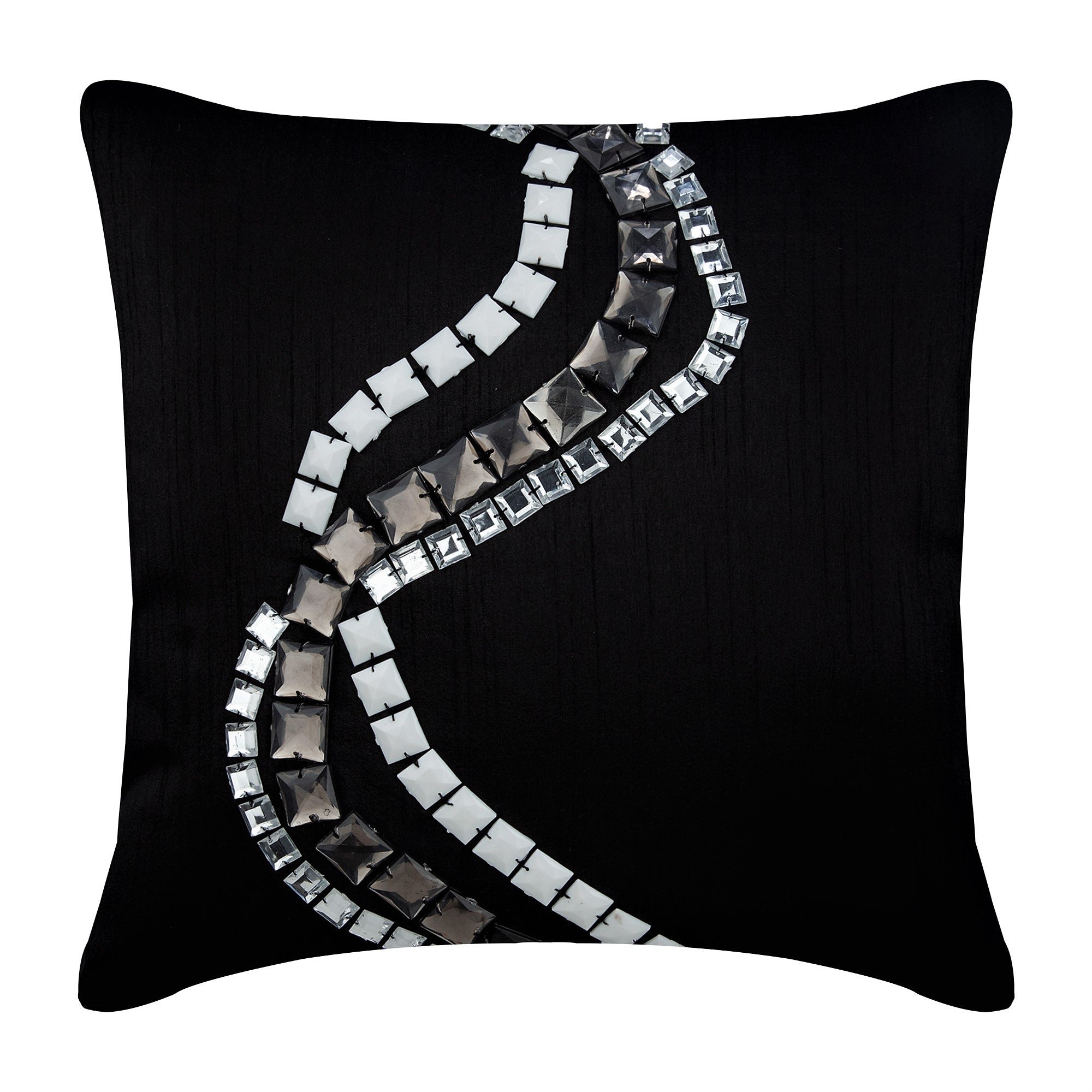 Zigs N Zags Black Throw Pillow Cover