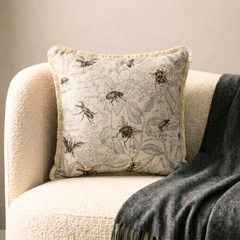 Beige Cotton Spooky Decorative Throw Pillow Cover - Crawling Terrors