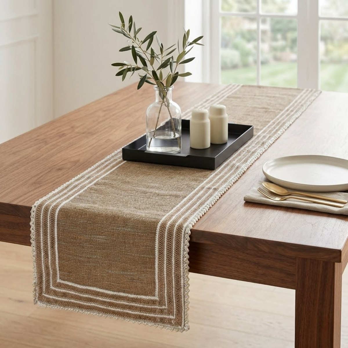 Jute Table Charm - Beige Jute Decorative Table Runner