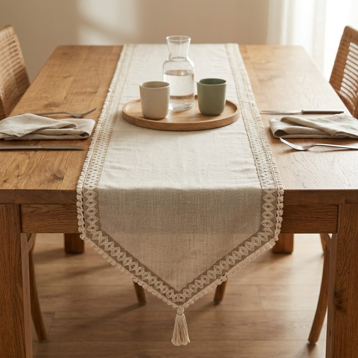 Timeless Linen Loom - Beige Linen Decorative Table Runner