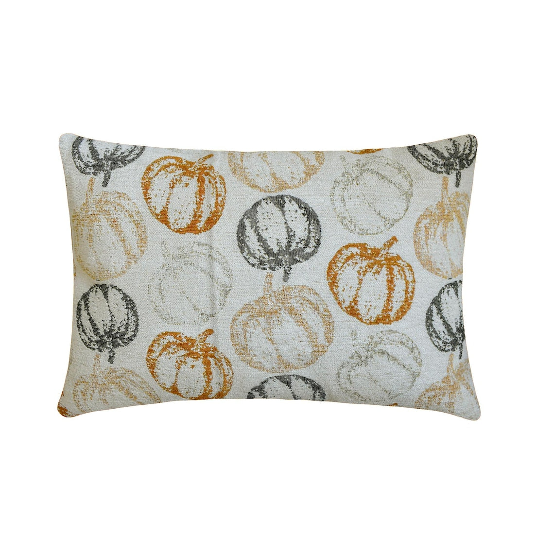 Orange woven jacquard pumpkin pattern lumbar pillow cover for Halloween & Fall home decor. Ideal for modern or country style home decor, on a white background. Explore more of fall & Halloween Collection by The HomeCentric!
