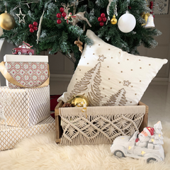 White & Gold Silk Decorative Throw Pillow Cover - Luminous Pine