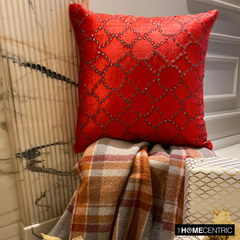 Red Velvet Crystal - Red Velvet Decorative Euro Sham