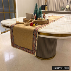 Beige Burlap & Cotton Decorative Table Runners - Mozambique
