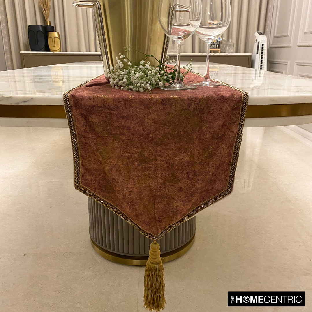Shimmer Fest - Rust Suede Decorative Table Runner
