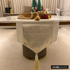 Leather Goldsmith - Gold Faux Leather & Linen Decorative Table Runner