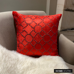 Red Velvet Crystal - Red Velvet Decorative Euro Sham