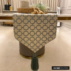 Geometrix Threads - Grey Linen Decorative Table Runner