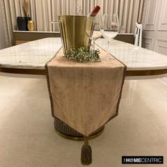 Shimmer Fest Ivory - Ivory Suede Decorative Table Runner