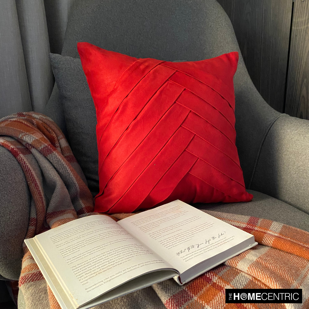 Red No Limits No Lines - Red Faux Suede Decorative Euro Sham