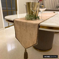 Shimmer Fest Ivory - Ivory Suede Decorative Table Runner