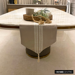 Lace Symphony - Beige Linen Decorative Table Runner