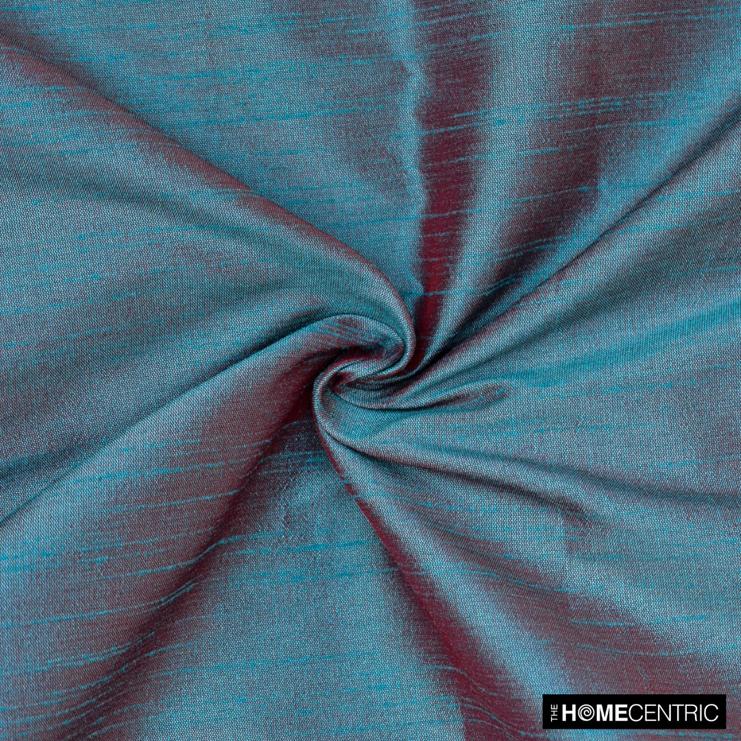 Blue And Red Faux Silk Fabric By The Yard