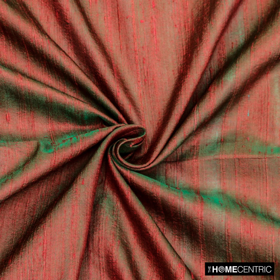 Red, Green Silk Dupioni Fabric By The Yard
