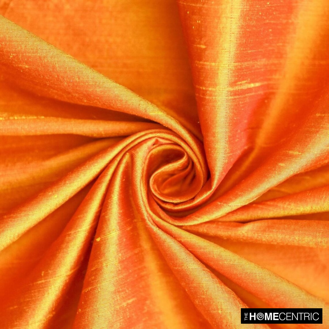 Saffron Orange Silk Dupioni Fabric By The Yard