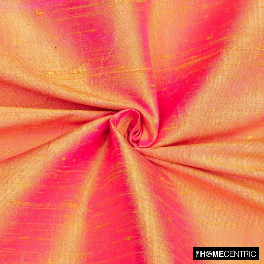 Pink, Yellow Silk Dupioni Fabric By The Yard