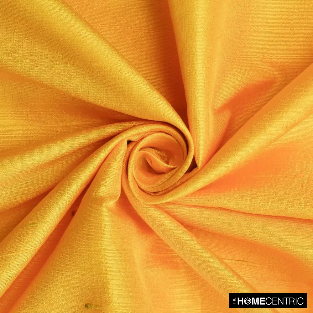Bright Saffron Yellow Silk Dupioni Fabric By The Yard