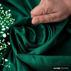 Dark Green Silk Dupioni Fabric By The Yard