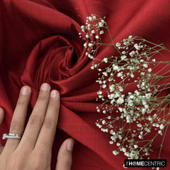 Deep Red 100% Pure Silk Dupioni Fabric By The Yard