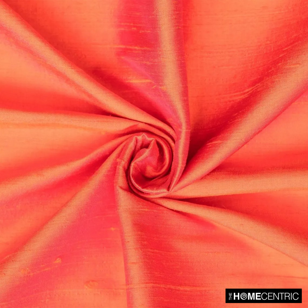 Orange, Pink 100% Pure Silk Fabric By The Yard
