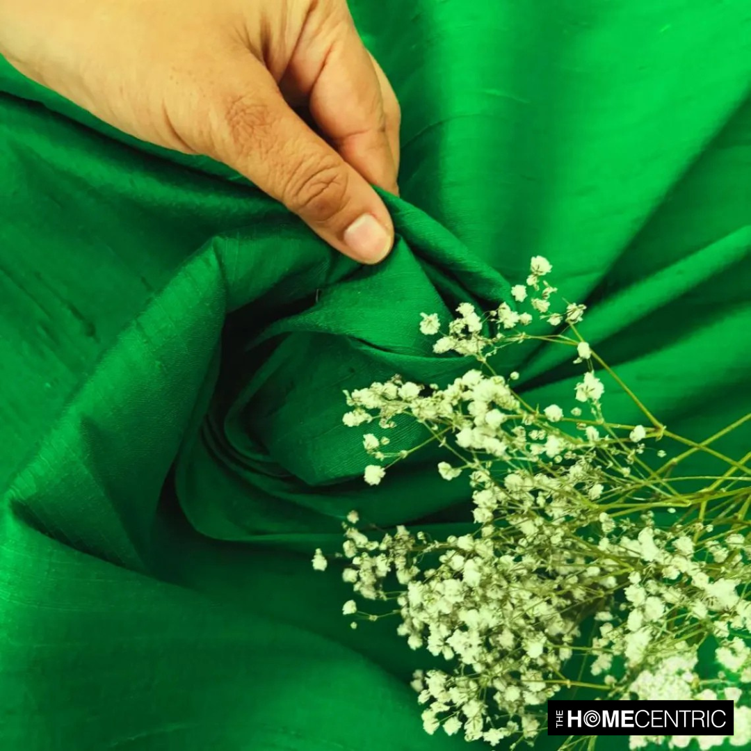 Emerald Green 100% Pure Silk Dupioni Fabric By The Yard 1 Yard Emerald Green 100% Pure Silk Dupioni Fabric By The Yard 1 Yard