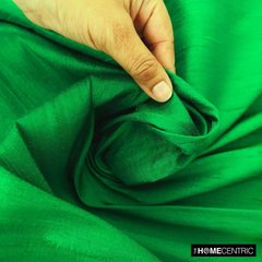 Emerald Green 100% Pure Silk Dupioni Fabric By The Yard