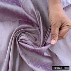 Cream & Purple Art Silk/Faux Silk Fabric by the Yard