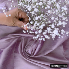 Cream & Purple Art Silk/Faux Silk Fabric by the Yard