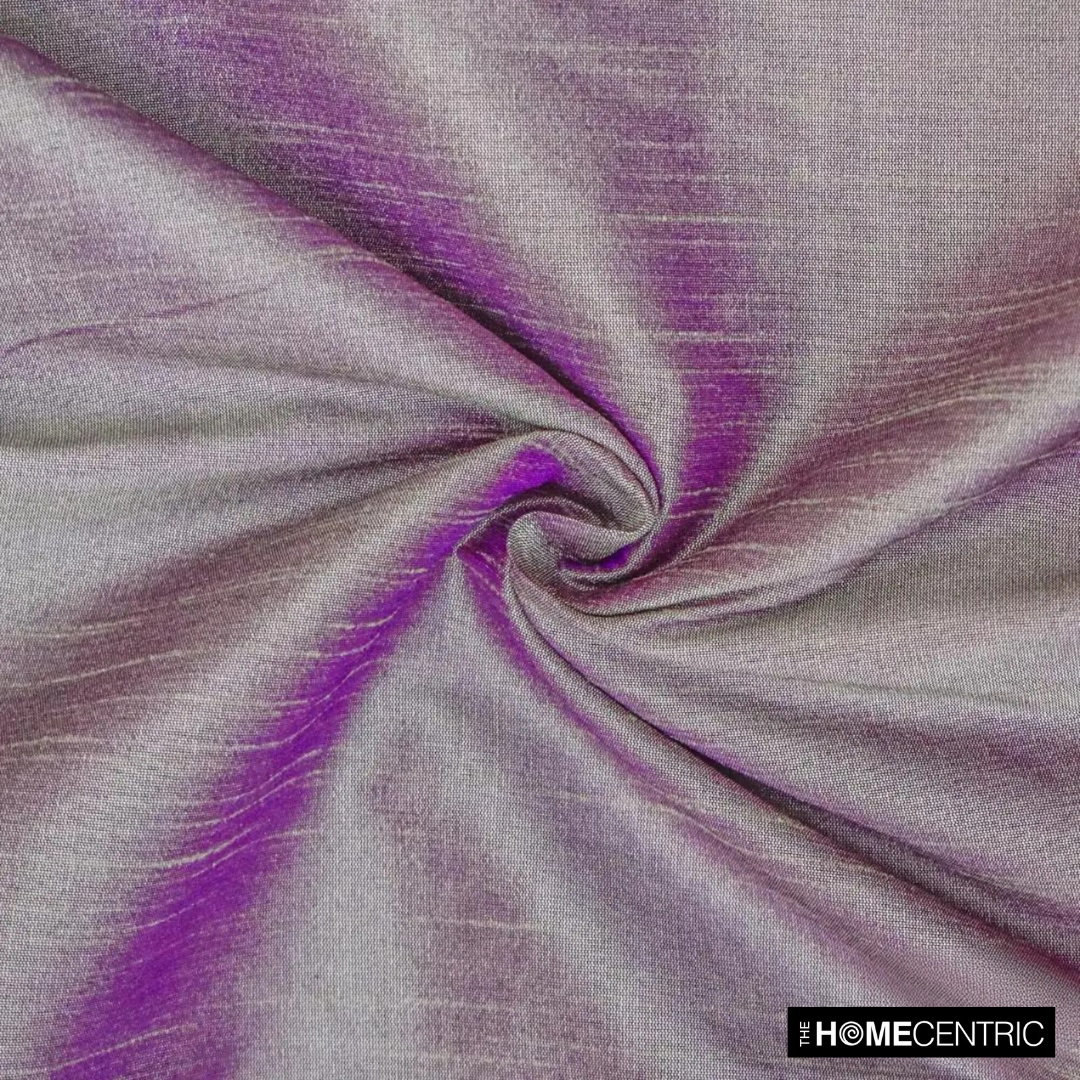 Cream & Purple Art Silk/Faux Silk Fabric by the Yard